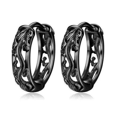 Punk Style Hollow Out Dragon Carved Unique Design Men Women Huggie Hoop Earrings